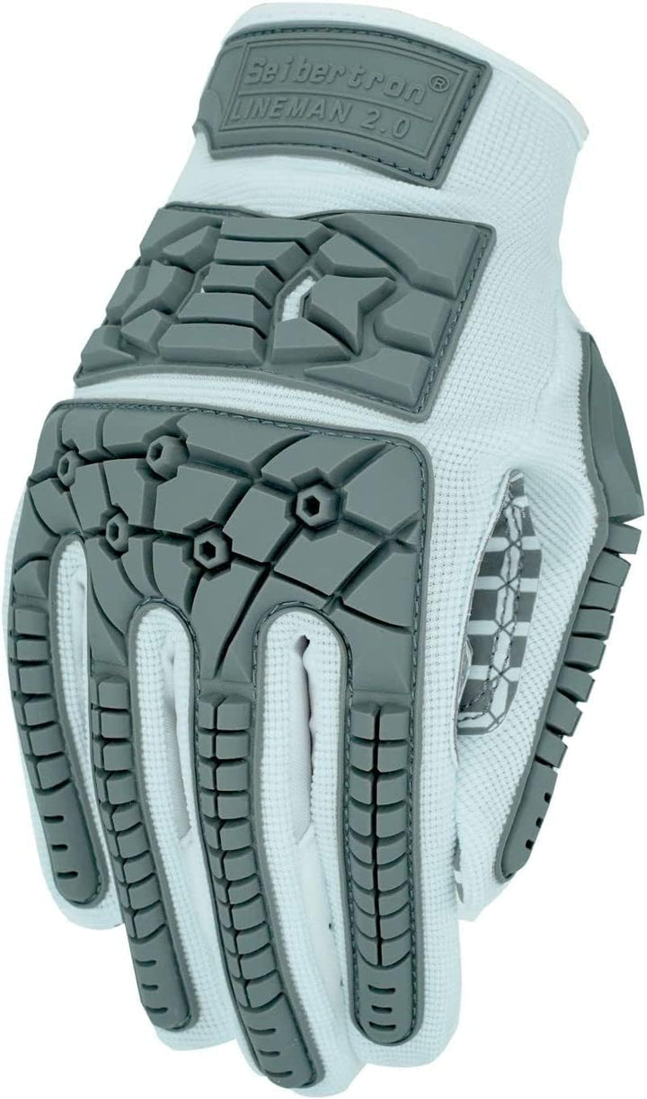 Seibertron Lineman 2.0 Padded Palm Football Receiver Gloves, Flexible TPR Impact Protection Back of