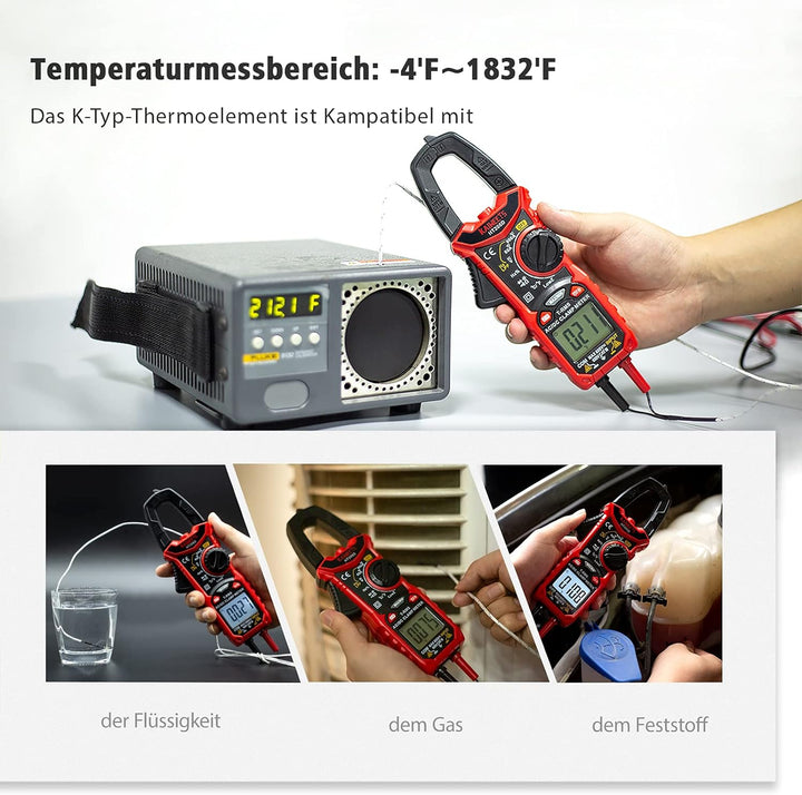 KAIWEETS HT206D Stromzange, Strommessgerät DC/AC Strom: 0-600A, Zangenmultimeter True-RMS 6000 Count