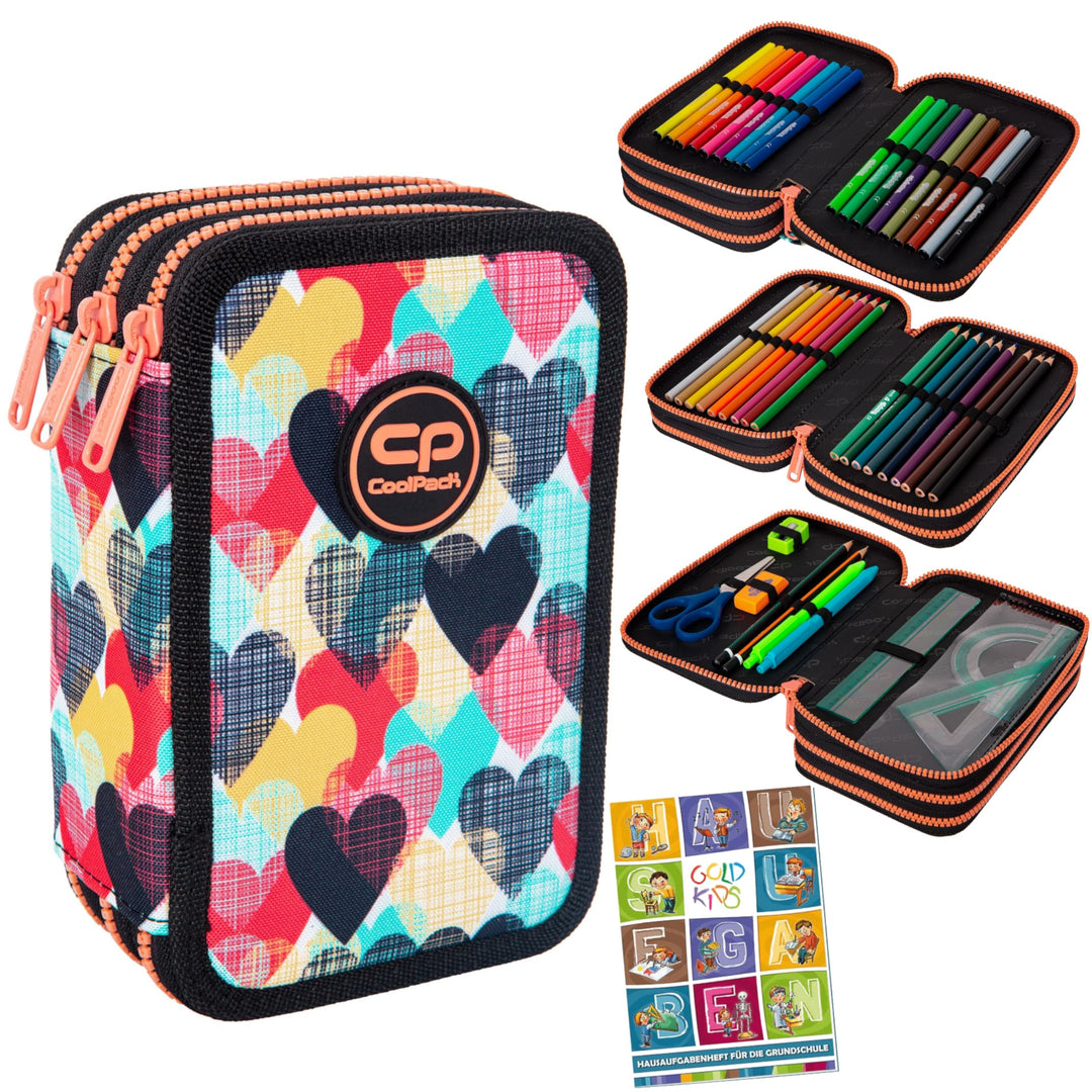 Goldkids CoolPack XXL Chocolove Federtasche Federmappe 3-Fach Schulstiftetui, dreifaches Federmäppch