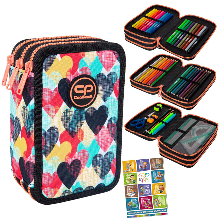 Goldkids CoolPack XXL Chocolove Federtasche Federmappe 3-Fach Schulstiftetui, dreifaches Federmäppch