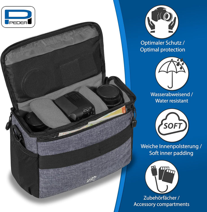 Pedea Kameratasche *Fashion* Grau 26 x 19 x 16cm (BxHxT) - Fototasche für Spiegelreflexkameras – Kam