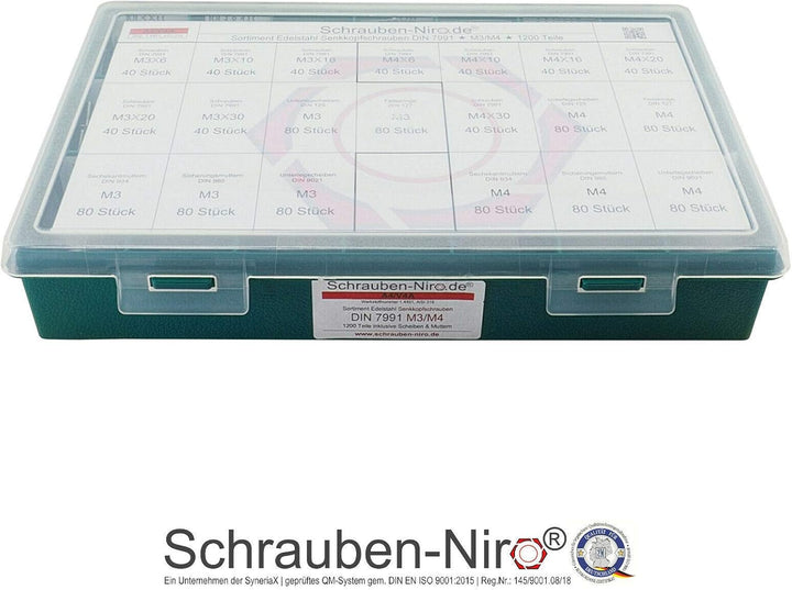 Sortiment/Set Edelstahl Senkkopfschrauben M3 M4 DIN 7991 VA A4 V4A Innensechskant M3 + M4 | A4/V4A,