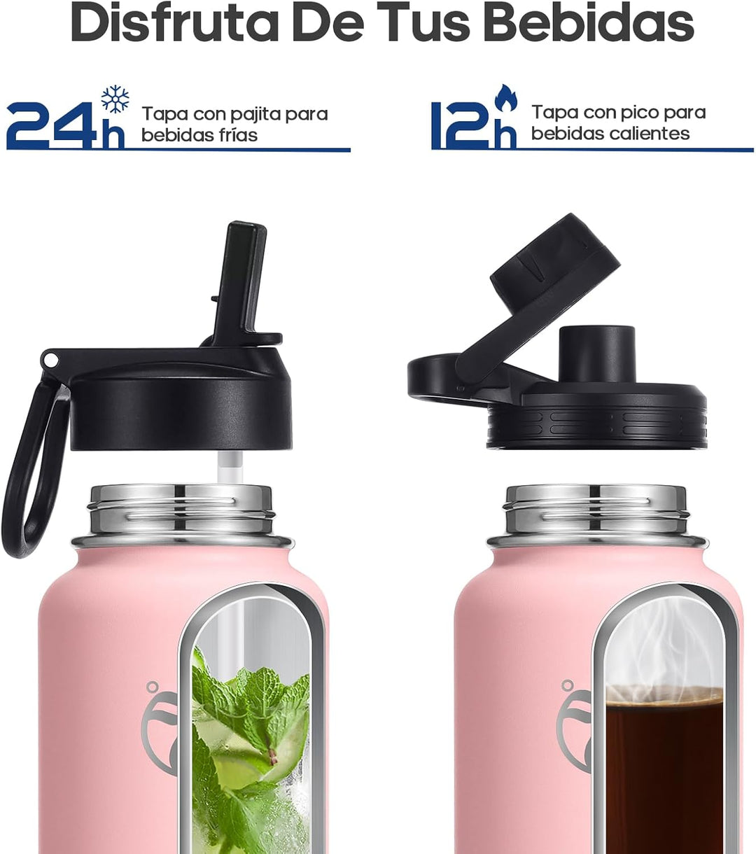 HydroPal Edelstahl Trinkflasche - 750ml, 1L, 1,2L, BPA-Frei, Kohlensäure geeignet, Isolierte flasche