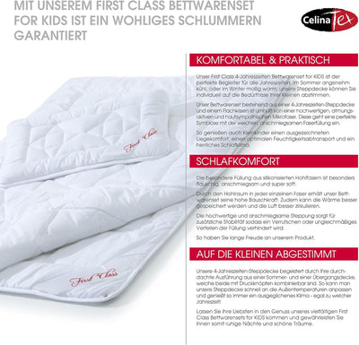 CelinaTex First Class Kinder Bettdecke 100 x 135 cm 4 Jahreszeiten Decke Set mit Kopfkissen 40 x 60