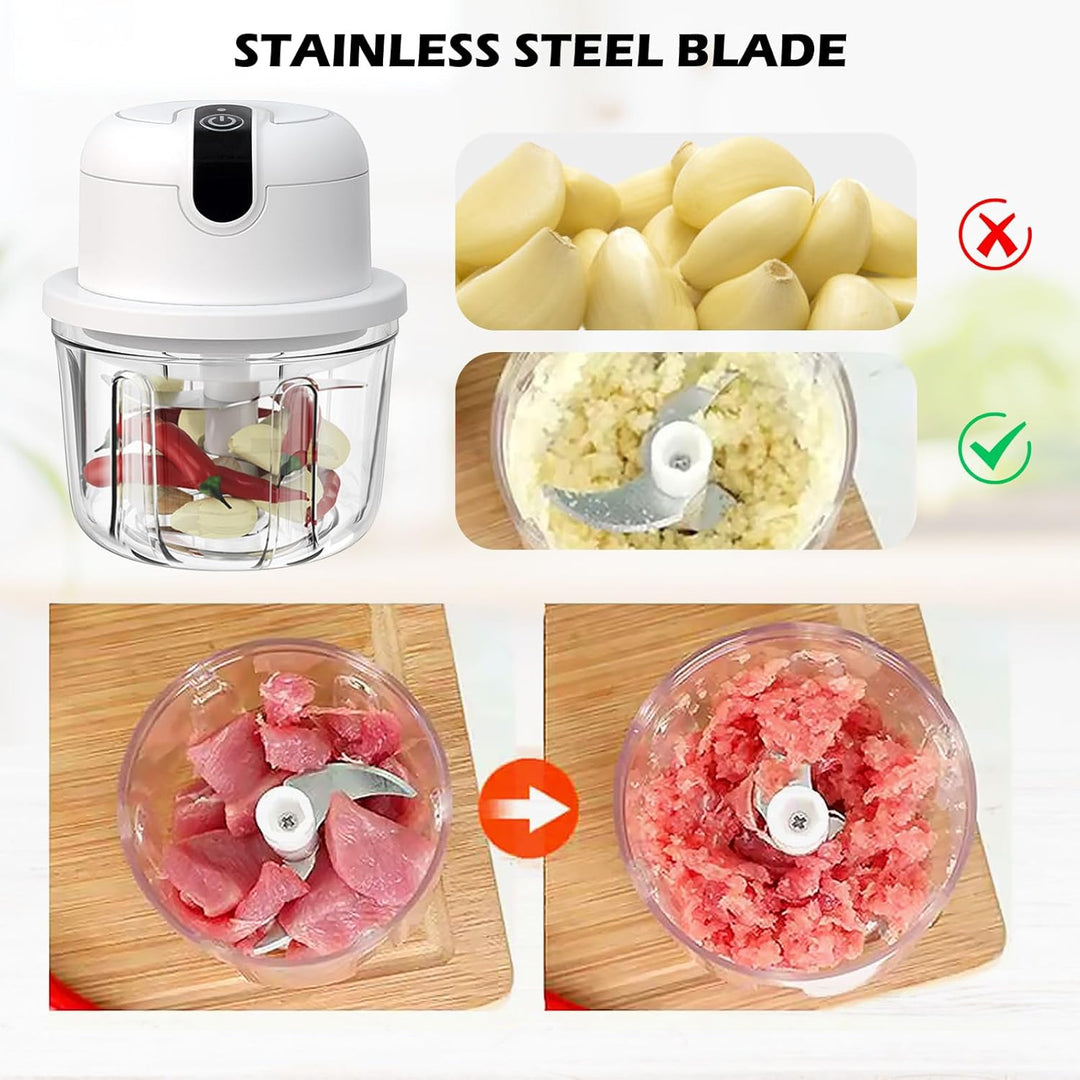 Zwiebelschneider Elektrisch,350ml Multizerkleinerer Gemüseschneider,Zwiebel Zerkleinerer,USB Wiedera