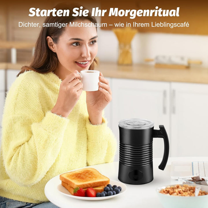 Milchaufschäumer elektrisch, Milchaufschäumer Edelstahl, elektrischer 4-in-1-Milchschäumer, für heis
