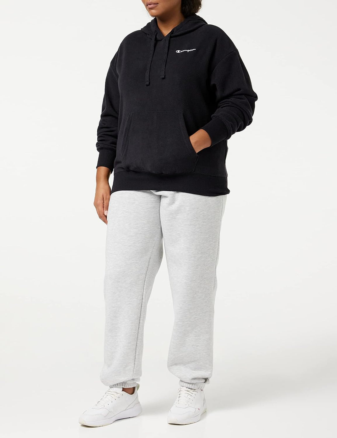 Champion Damen American Classics-Small Script Logo Polar Fleece Hooded Sweatshirt S Schwarz, S Schwa