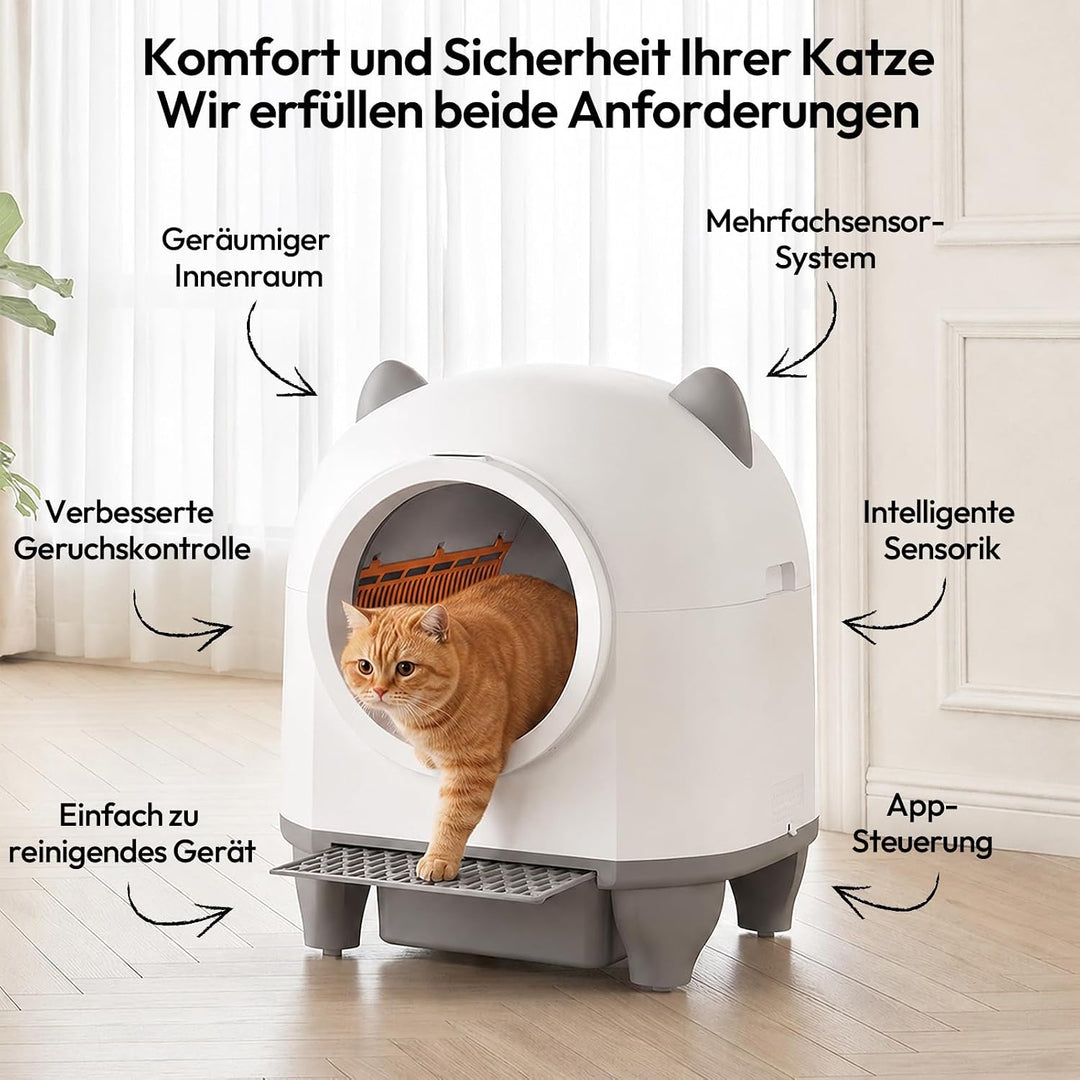 Devoko Selbstreinigendes Katzenklo, 90 l, Elektrisch, mit Müllbeuteln und Matte, Grosse Kapazität, S