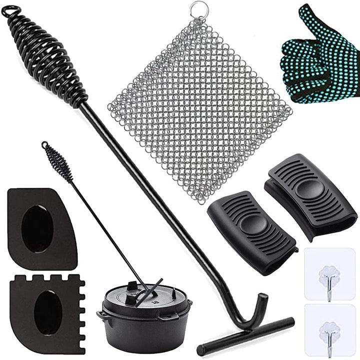 TOTONY Deckelheber Dutch Oven, 42CM Feuertopf Deckelheber, Haken Dutch Oven, Ringreiniger Dutch Oven