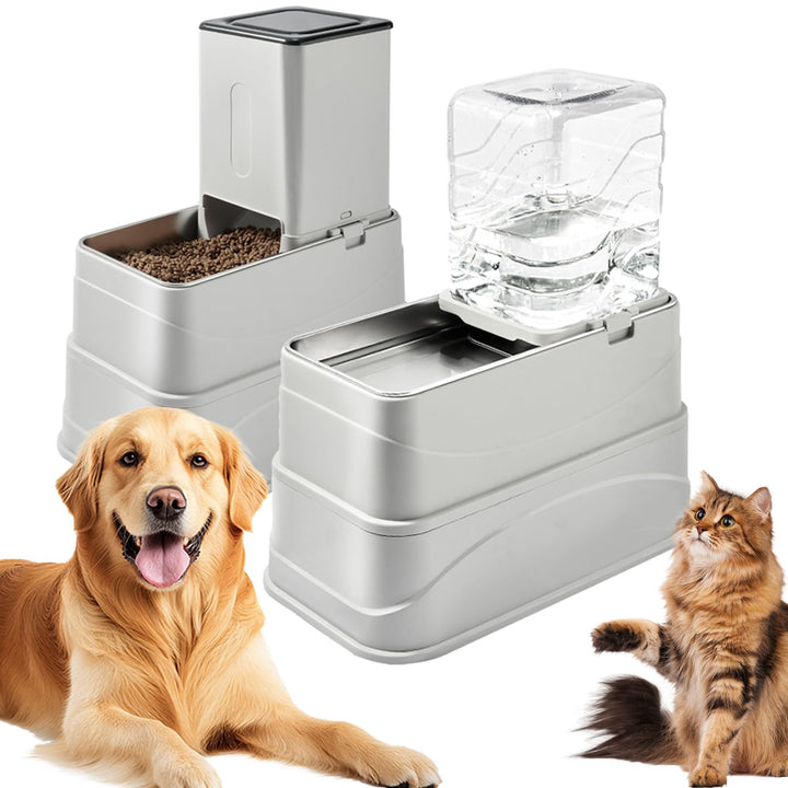 2Pcs 7L Futterautomat Hund Set, klappbare und höhenverstellbare XXL-Futterspender für Hunde mit Edel