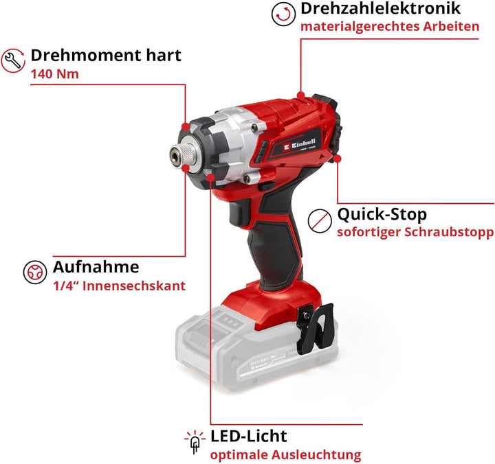 Einhell Akku-Schlagschrauber TE-CI 18/1 Li-Solo Power X-Change (Li-Ion, 18V, 0-2300 min-1, max. Dreh