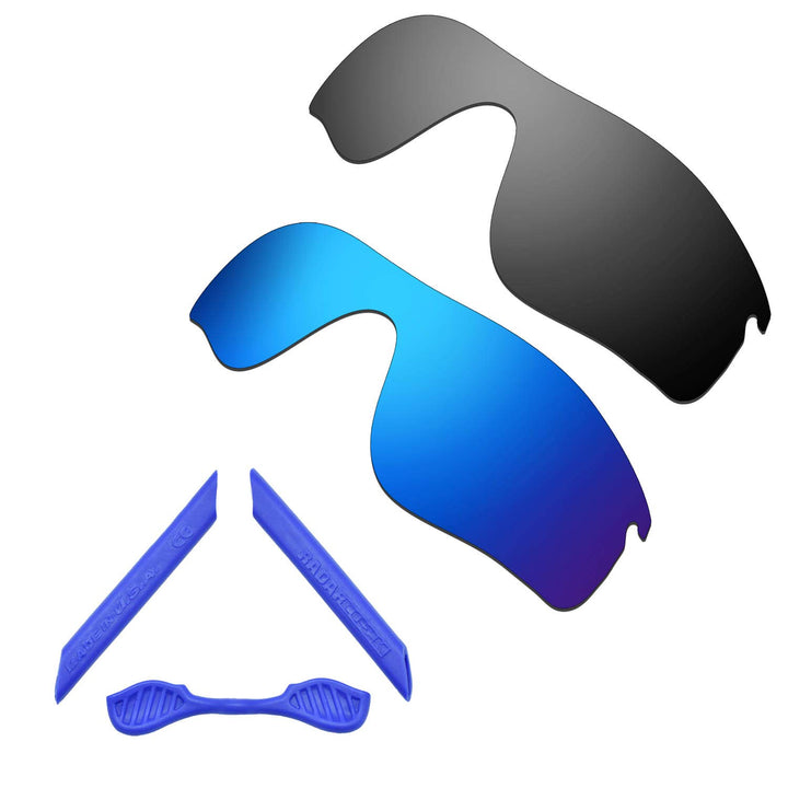 HKUCO For Oakley Radarlock Path Blue/Black Polarized Replacement Lenses And Blue Earsocks Rubber Kit