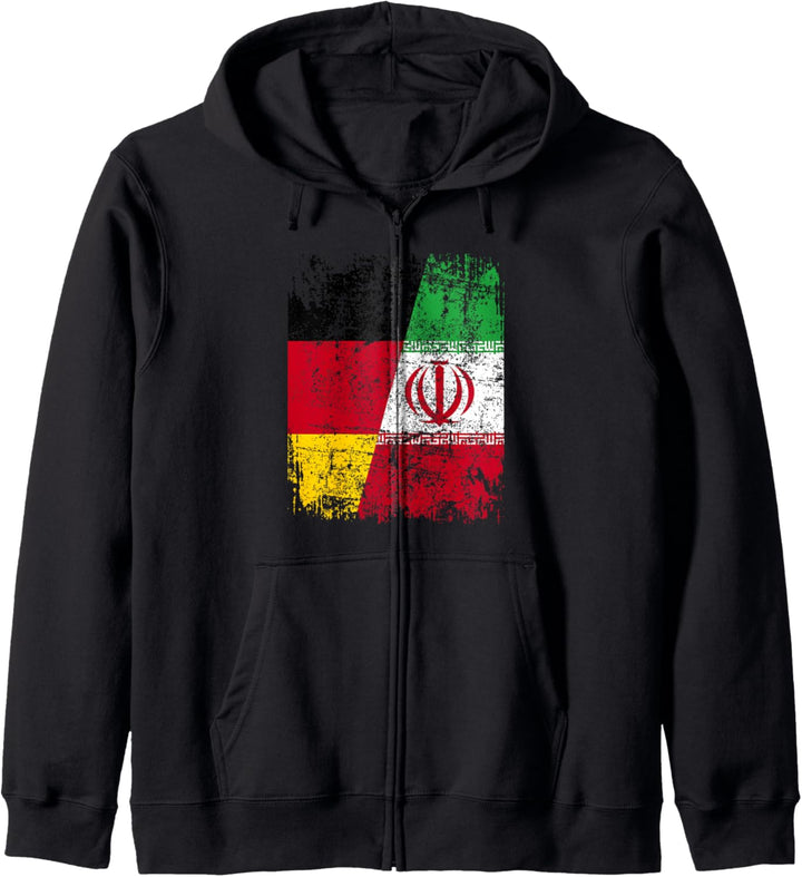 IRAN DEUTSCHLAND Flagge | Damen Herren Kinder | Iran Kapuzenjacke