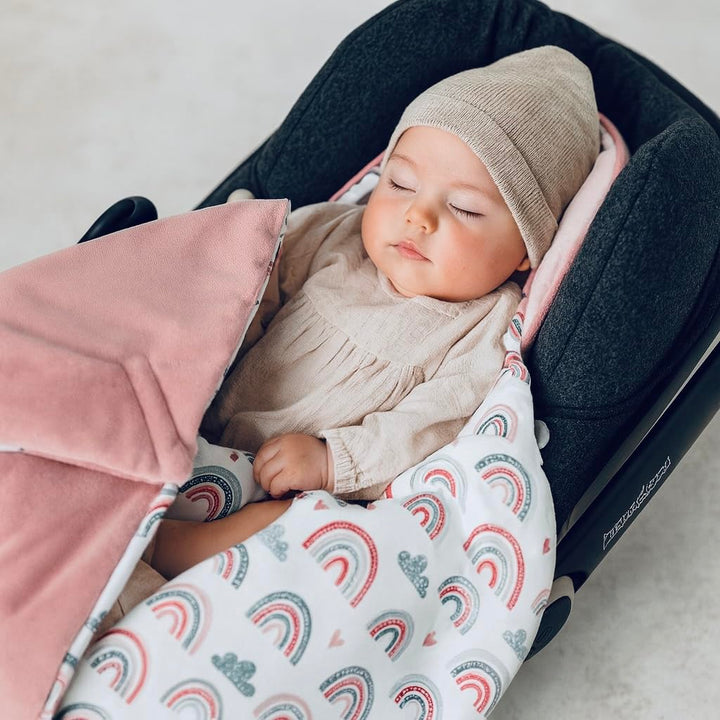 BABEES© Wattierte Velvet Winter Einschlagdecke mit Füllung für Babyschale Autositz, Universal,Baby D