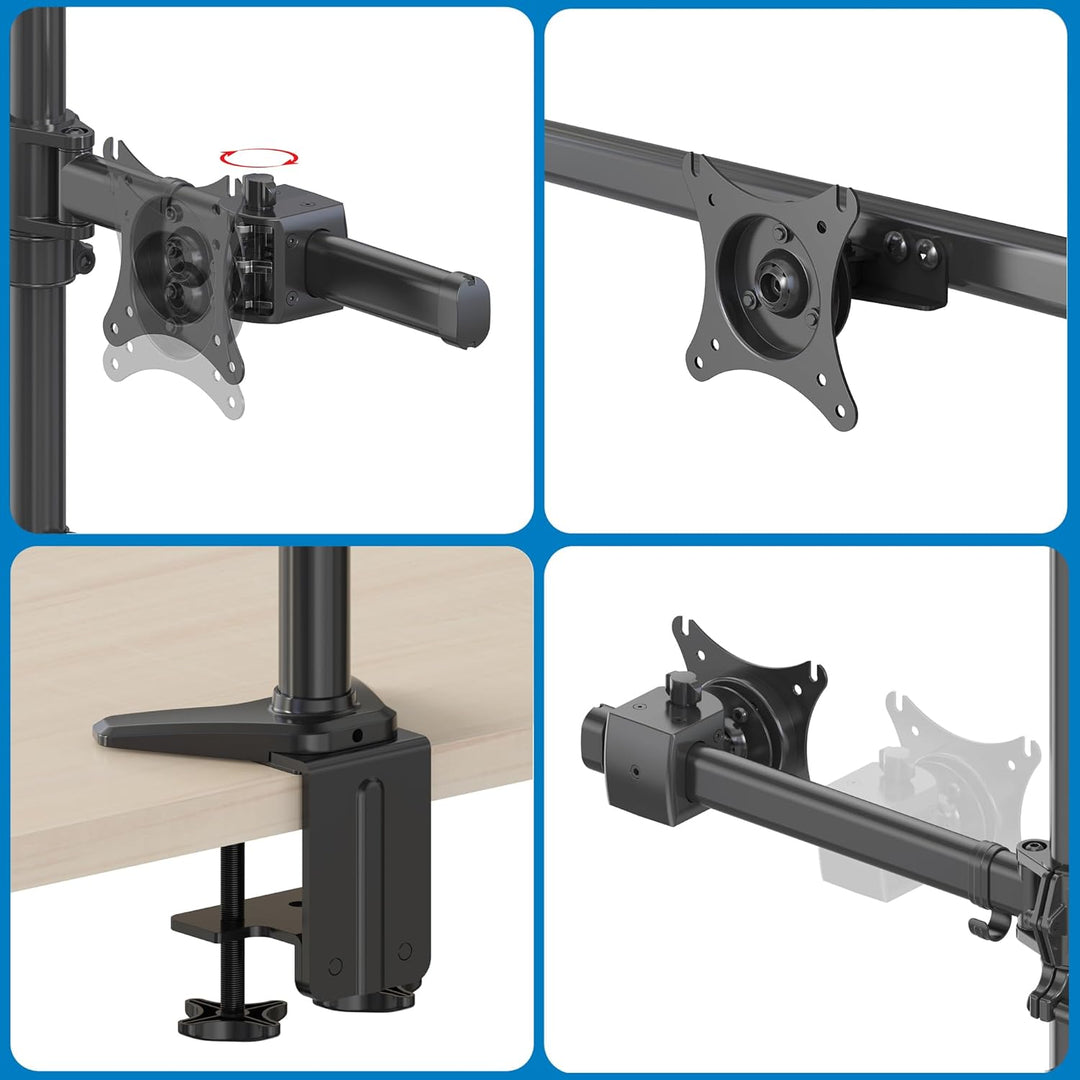 HFTEK - Tischhalterung für 6 Monitore von 15 bis 27 Zoll 5kg pro Arm VESA 75/100 Monitor Mount Drehb