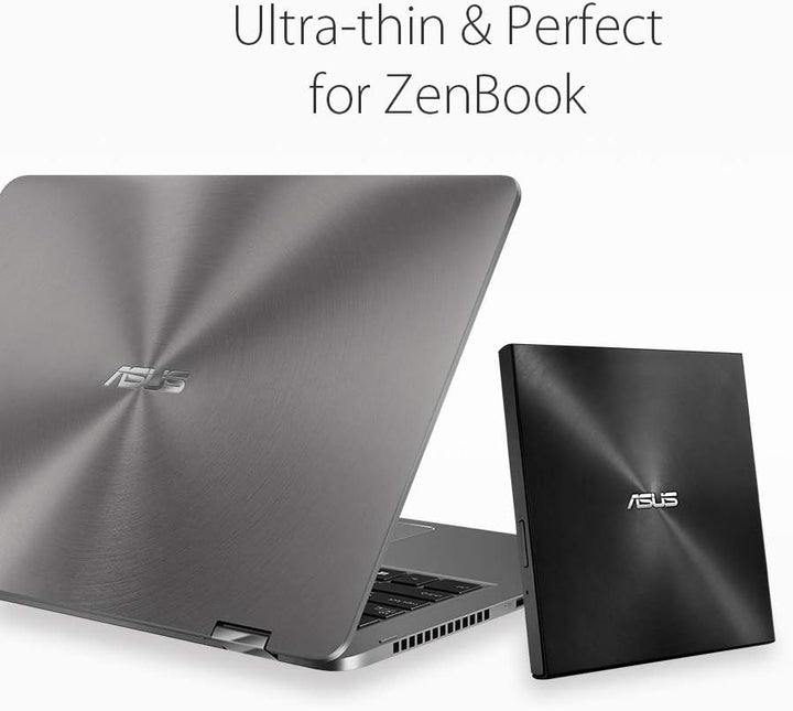 ASUS ZenDrive U9M Schwarz – USB 2.0/USB-C Slim Externer DVD-Brenner Optische Disc 8X Speed Re-Writer