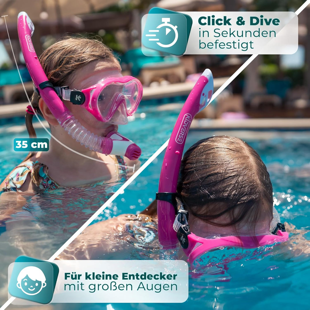 KIDVERSE Taucherbrille Kinder mit Schnorchel ab 5 Jahre - CE & Dermatest geprüfte Taucherbrille mit