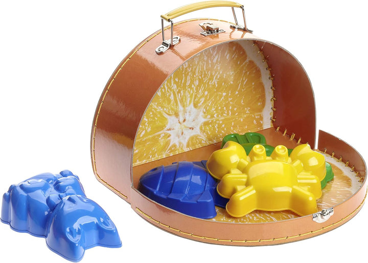TURBO PRODUKTE 3 TLG. Set Kinderkoffer – Spielkoffer für Mädchen und Jungen rund mit Fruchtmotiv Mel