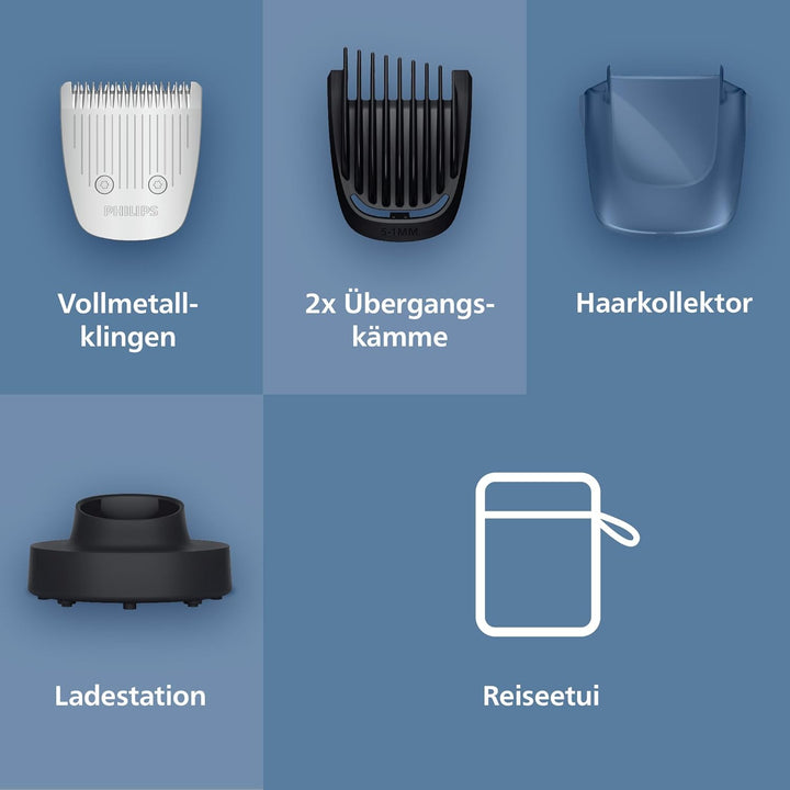 Philips Bartschneider 5000er-Serie – selbstschärfende Metallklingen, 40 Längeneinstellungen, BeardSe