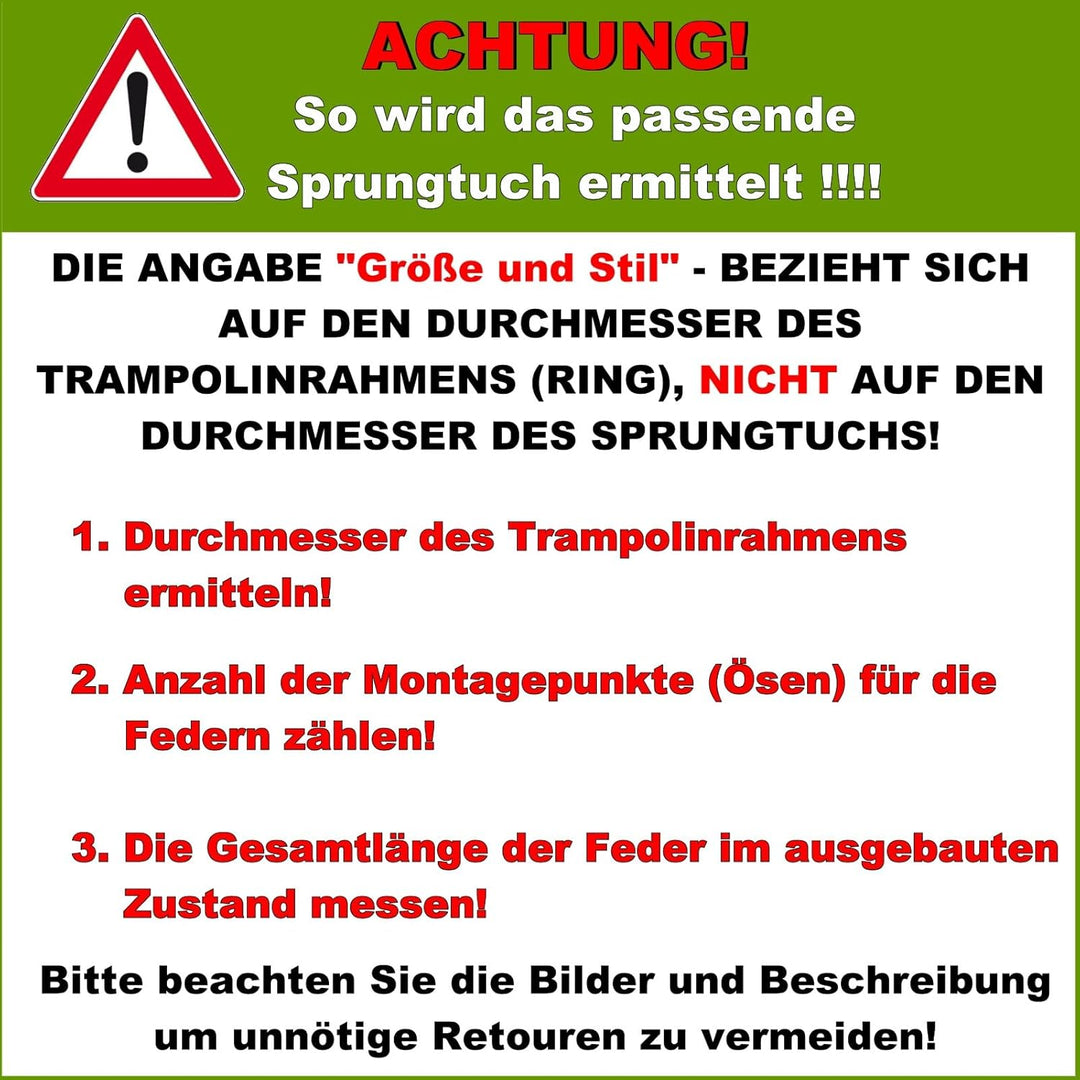 Baunsal® Trampolin Sprungtuch Ø 183 185 244 250 275 277 300 305 366 370 335 337 396 400 427 430 457