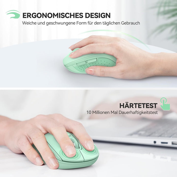 TECKNET Bluetooth Maus, 4000 DPI Maus Kabellos (Tri-Mode: BT 5.0/3.0+2.4GHz) Funkmaus mit USB-Empfän