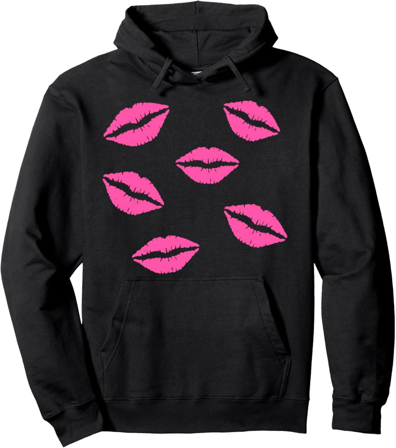 Rosa Farbe Lippenstift-Küsse Pullover Hoodie