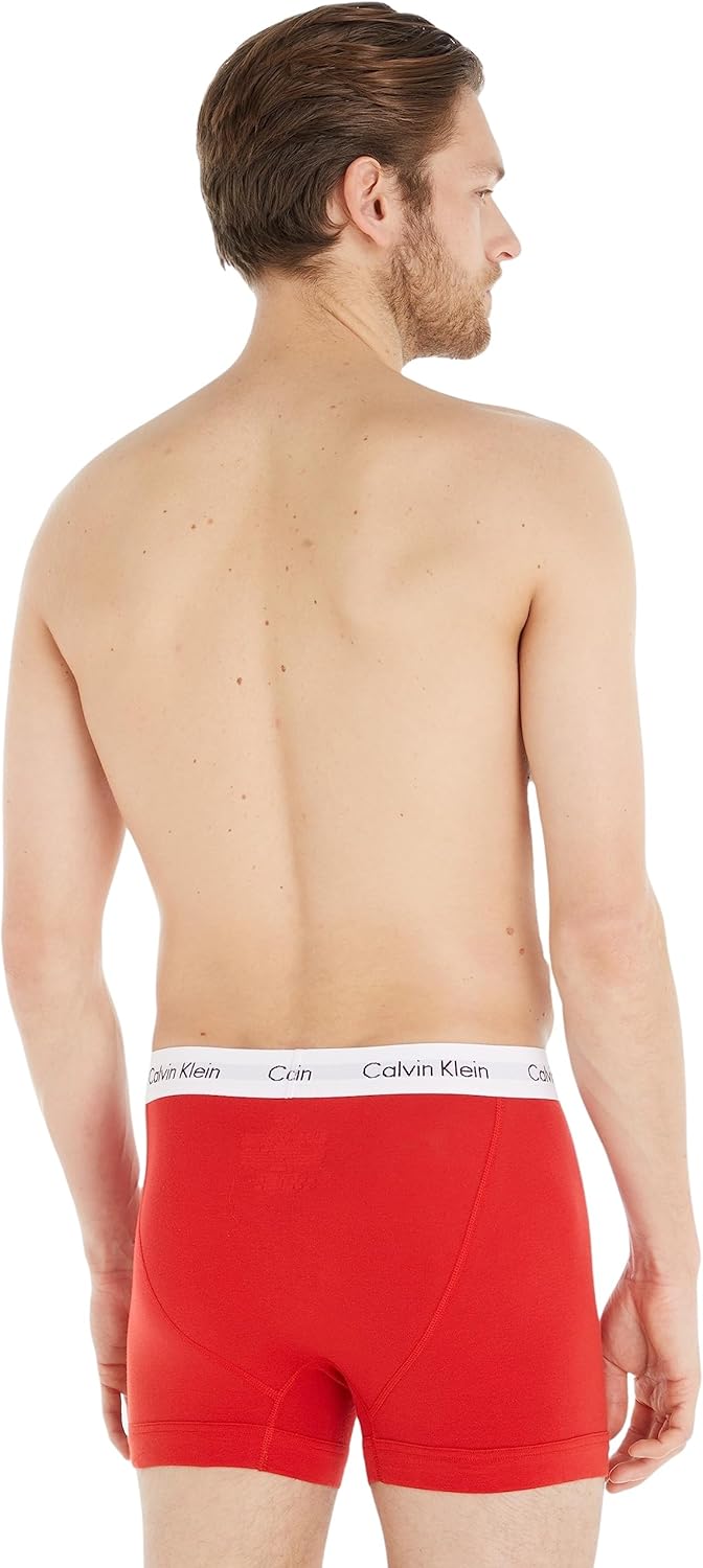 Calvin Klein Baumwolle Stretch 3 Pack Boxer Short, Schwarz Mit Blau/erdbeerfeld/schwarz S White/Red