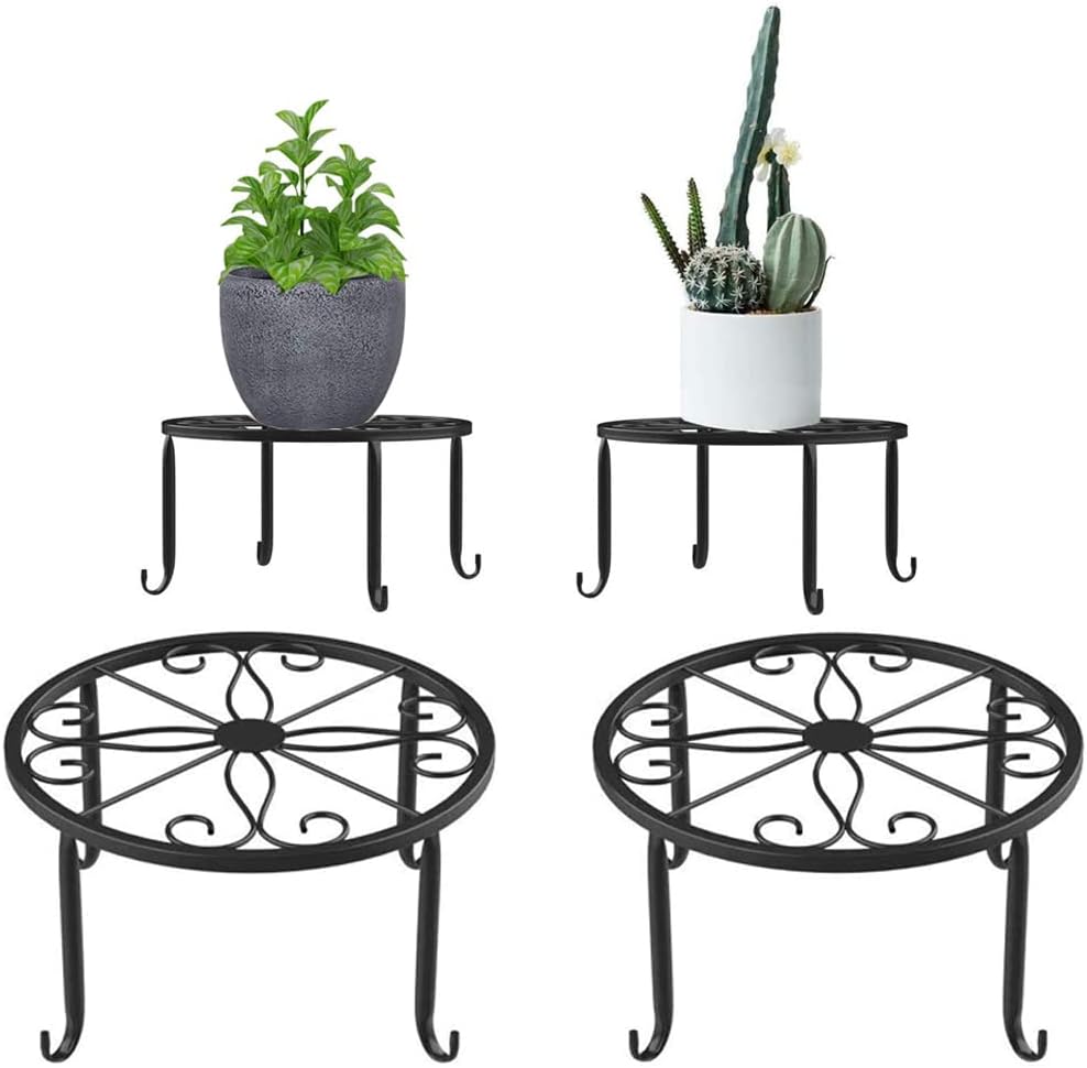 YANJINGHE 2 Pieces Flower Stool Plant Stand, Flower Stands, Retro Design, Round, Wrought Iron, Flowe