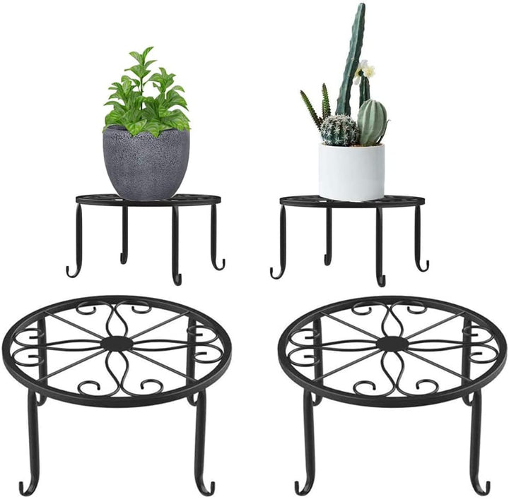 YANJINGHE 2 Pieces Flower Stool Plant Stand, Flower Stands, Retro Design, Round, Wrought Iron, Flowe