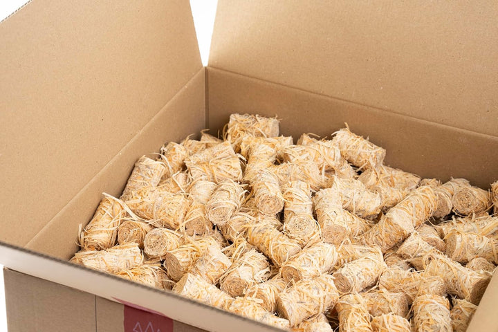 Heumüller Holzwolle Premium Holzwolle-Anzünder 10 kg (ca. 800 Stück) | Öko-Anzünder aus Holzwolle &