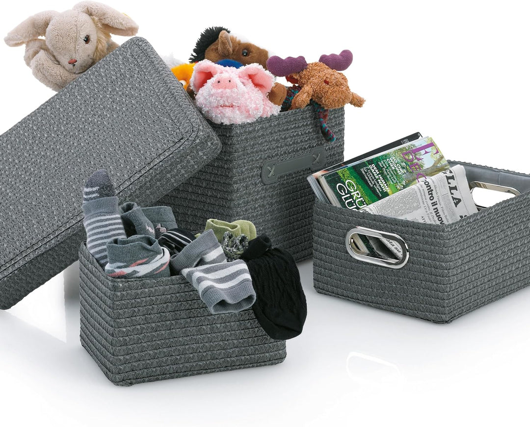 kela Korb-Set Rimossa, 5-teilig, unterschiedliche Grössen, PP-Kunststoff, weiss, Stoffinnenfutter, i