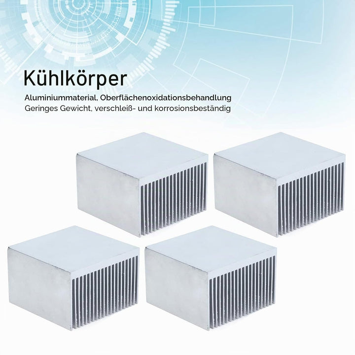 4 Stück Aluminium Kühlkörper 60x60x39mm, Kühlkörper Kit zum Kühlen von 3D Druckern und LED Lichtgerä