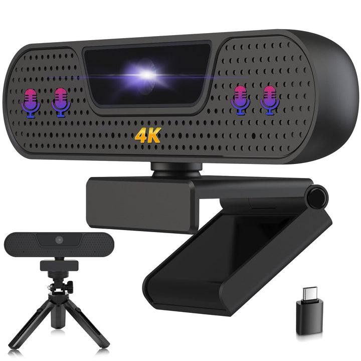 VIZOLINK W8GS Webcam 4K, HD 1080P Webcam für PC mit Mikrofon, Autofokus, Lichtkorrektur, 85°Sichtfel