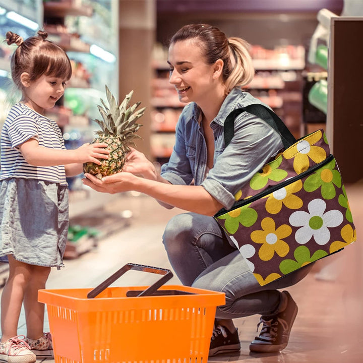 Faltbare Trolley-Taschen, Einkaufstrolley Einkaufstasche mit Rollen,2 in 1 Klappbarer Einkaufswagen