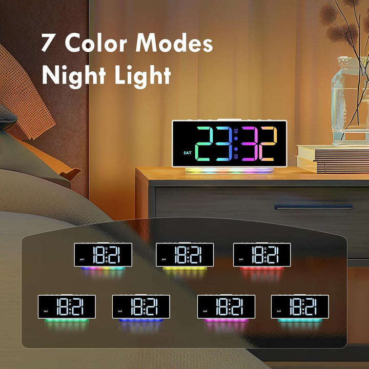 Wecker, Wecker Digital LED mit 7 Farben RGB Nachtlicht, Netzbetrieben Digitalwecker mit 8 Farben Dig