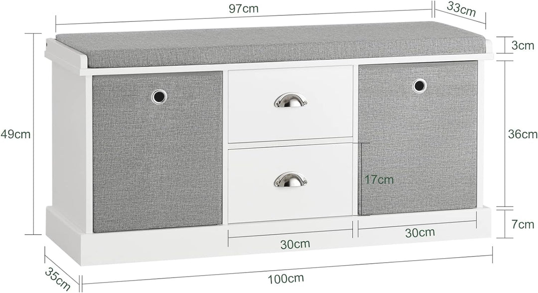 SoBuy Wandgarderobe-Set Flurset Flurmöbel Schuhbank mit Sitzfläche Flurgarderobe FSR66-HG+FRG282-W