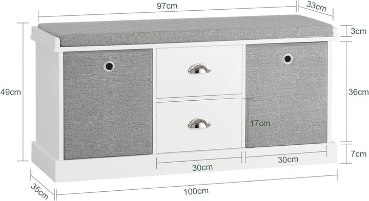 SoBuy Wandgarderobe-Set Flurset Flurmöbel Schuhbank mit Sitzfläche Flurgarderobe FSR66-HG+FRG282-W