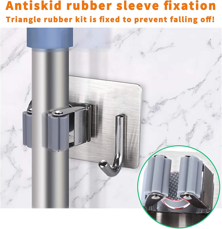 4 Stück Gerätehalter,Mop Halter Edelstahl Besenhalter Ordnungsleiste Wandhalter (4 Schnellspannern,