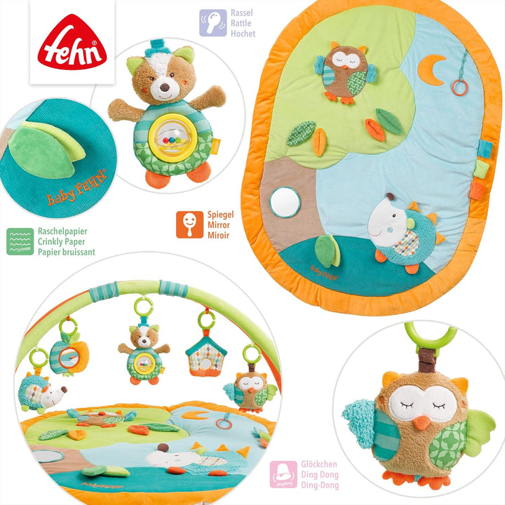 Fehn 071559 3-D-Activity-Decke Sleeping Forest / Spielbogen mit 5 abnehmbaren Spielzeugen für Babys