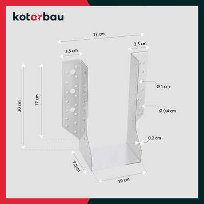 KOTARBAU® 10er Set Balkenschuh Typ A 100 mm Holzbalkenverbinder Balkenverbinder Verbinder für Baukon