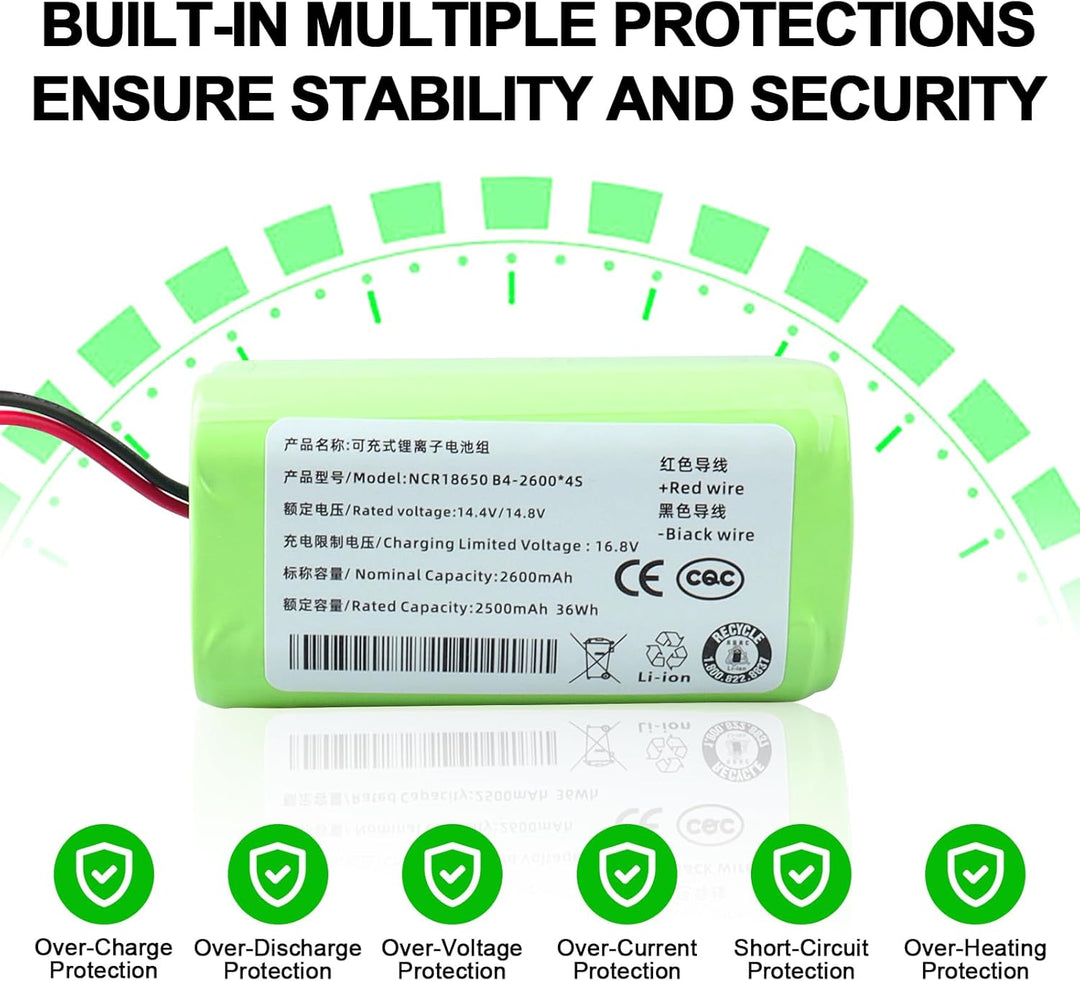 14,4 V 2600 mAh Ersatzakku für Ecovacs Deebot N79 N79S DN622, Li-Ionen-Akku kompatibel mit Tesvor 50