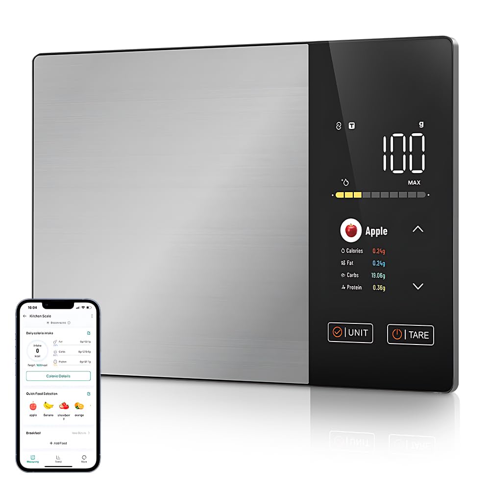 Küchenwaage Digital, SGZIOO Food Scale, Lebensmittelwaage mit TFT Farbdisplay Kalorienrechner Kosten