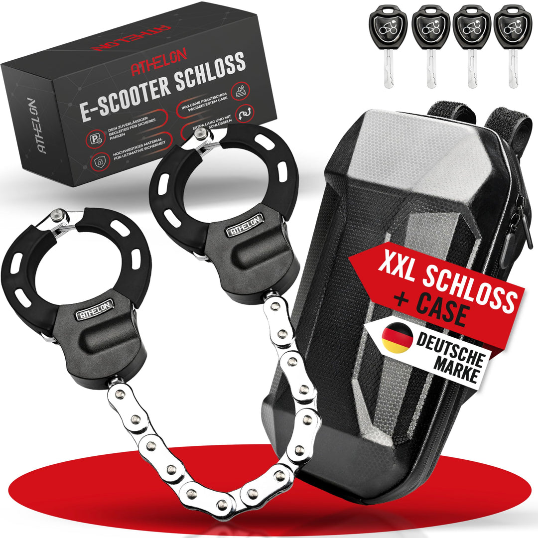 E Scooter Schloss [extra sicher] - Langes & schnittfestes Handschellenschloss für E-Scooter mit Krat