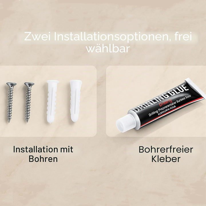 Wandregal Küche ohne Bohren 40/50cm Gewürzregal Wand mit Haken Küchenregal hängend Aufbewahrung Gewü