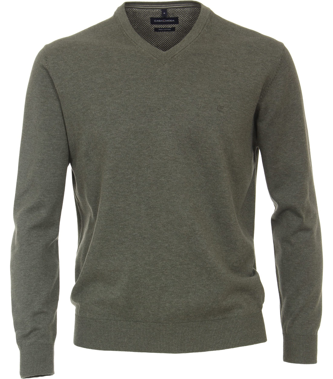 CASAMODA Herren Pullover mit V-Ausschnitt unifarben Elastischer Bund M 325 - Grün, M 325 - Grün