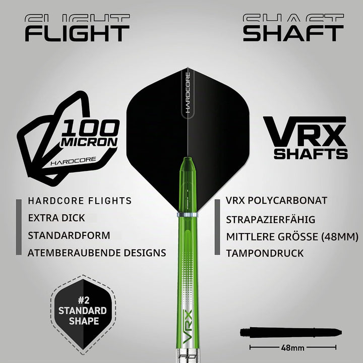 RED DRAGON Featherlite 2: 12g Tungsten Darts Set mit Flights und Schäfte