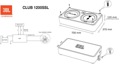 JBL Club 1200SSL 12” Passiv Subwoofer Auto Set, Down-Firing Geschlossenes Flachgehäuse mit Passivmem