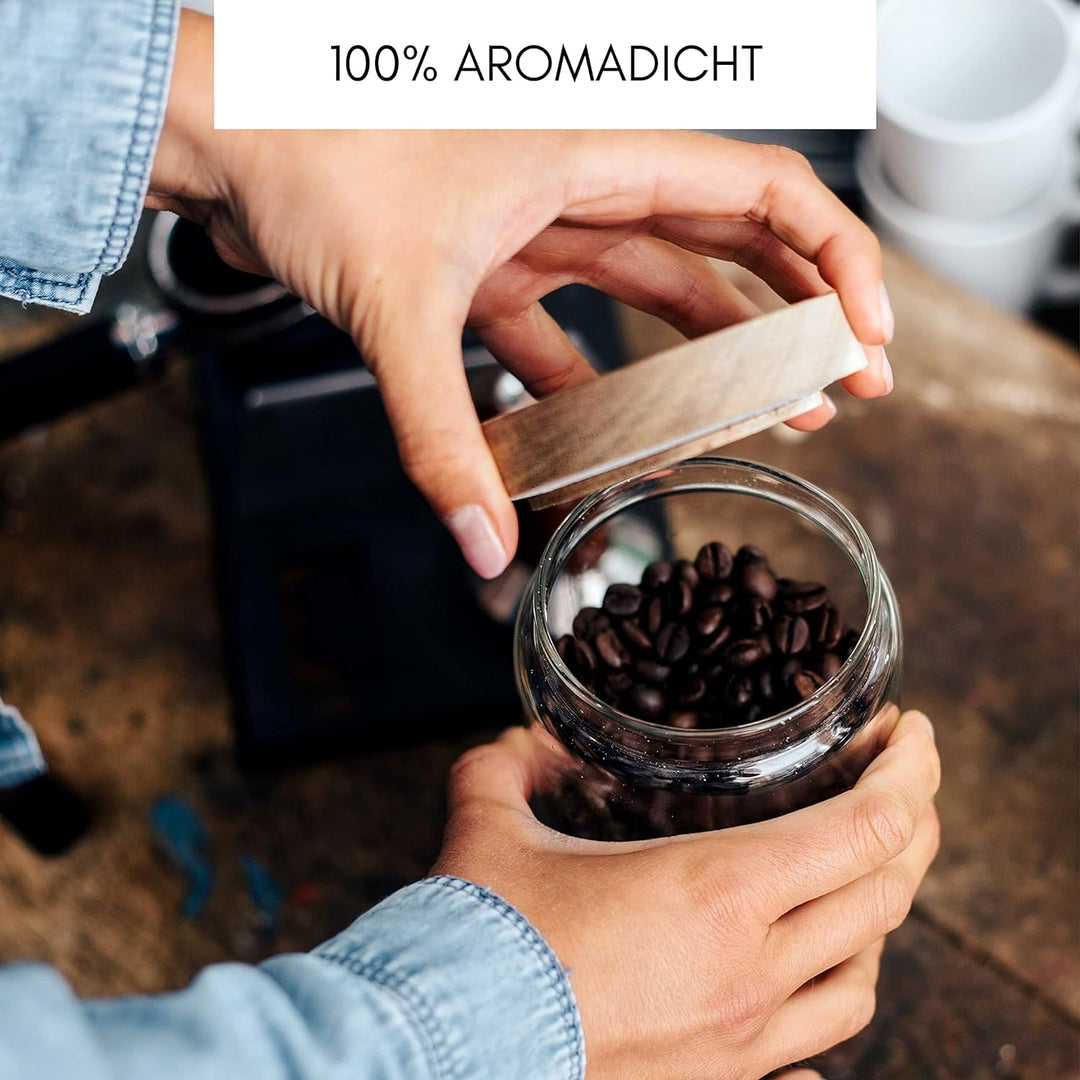 Econovo® Vorratsdosen Glas mit Deckel Set 1000ml (3-teilig) aus Borosilikatglas, stapelbar und luftd