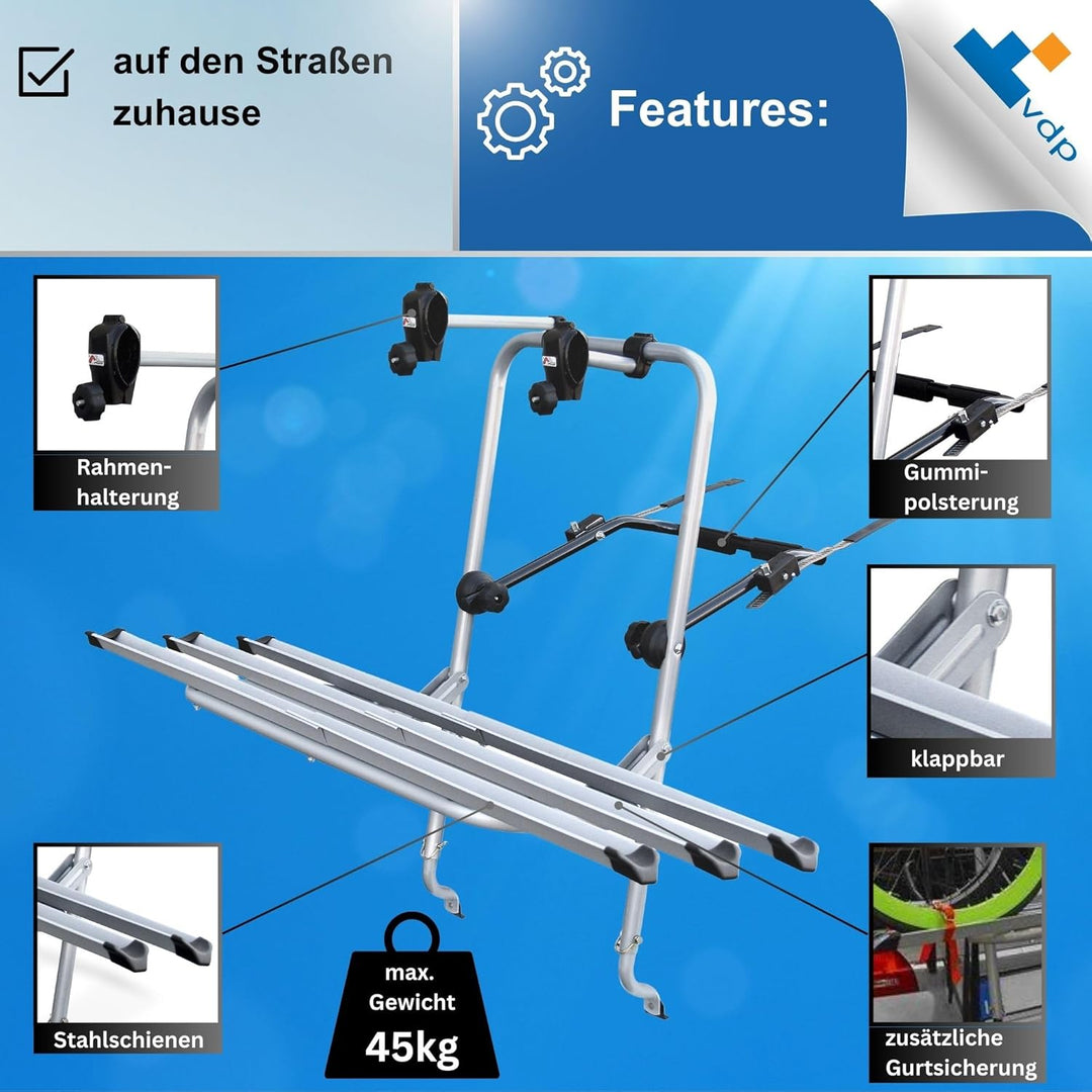 MENABO Logic Fahrrad Heckträger kompatibel mit Mercedes A-Klasse 05-11 3 Räder Fahrradträger