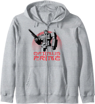 Transformers Optimus Prime Retro Kanji Sunset Portrait Kapuzenjacke